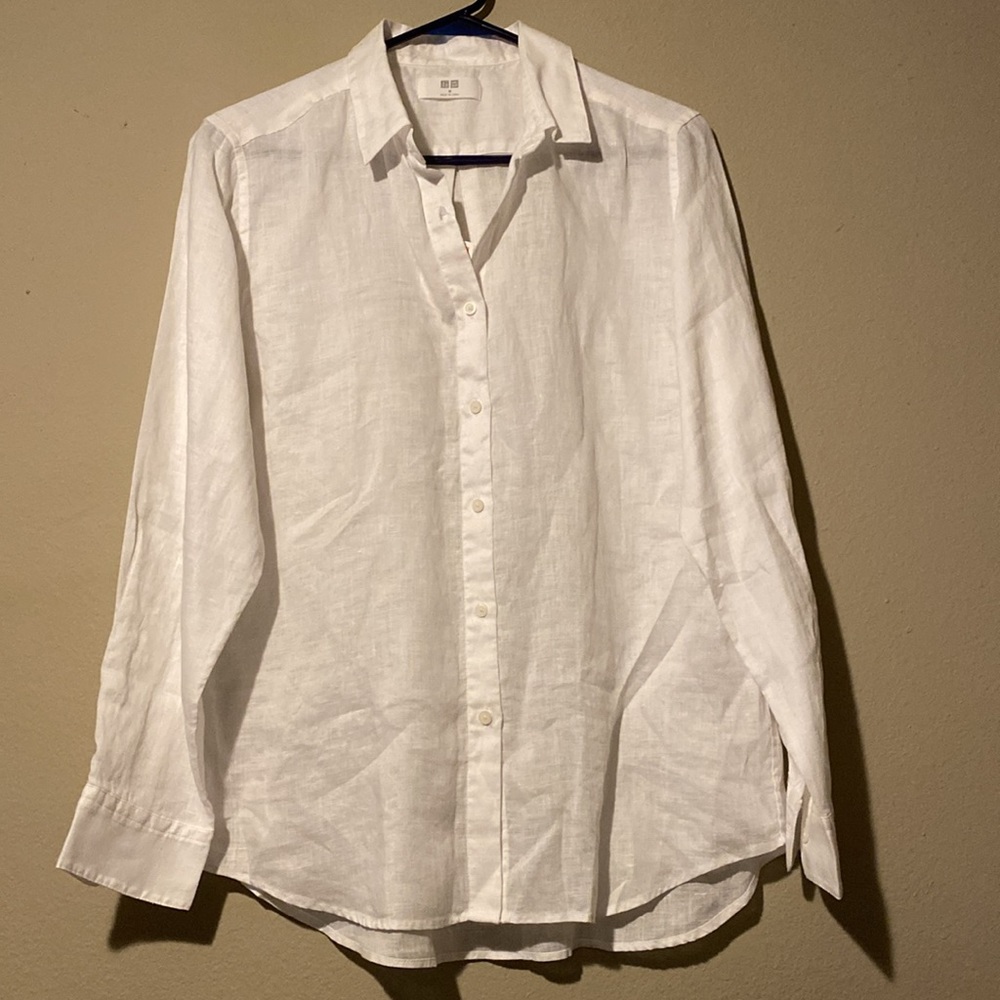 Uniqlo Premium Linen Long Sleeve Shirt NWT - Picture 2 of 7